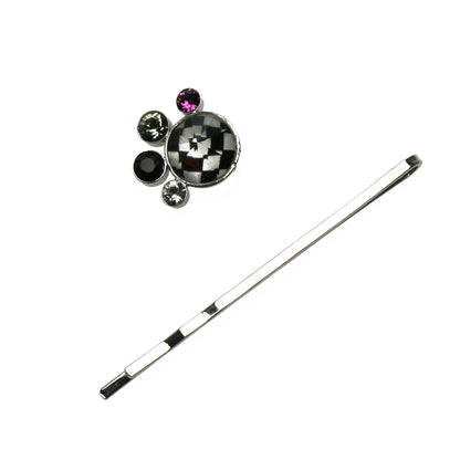 ヘアピン 肉球 市松柄 白黒 高級ヘアピン