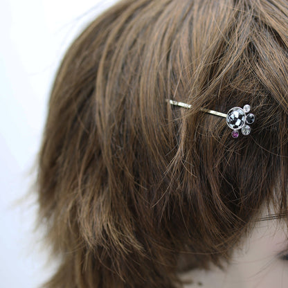 ヘアピン 肉球 市松柄 白黒 高級ヘアピン