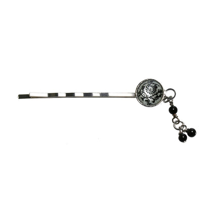 ヘアピン オニキス 唐草 白黒 かんざし風 TAMARUSAN