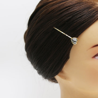 ヘアピン 白黒 縞 ハート ゴールド TAMARUSAN