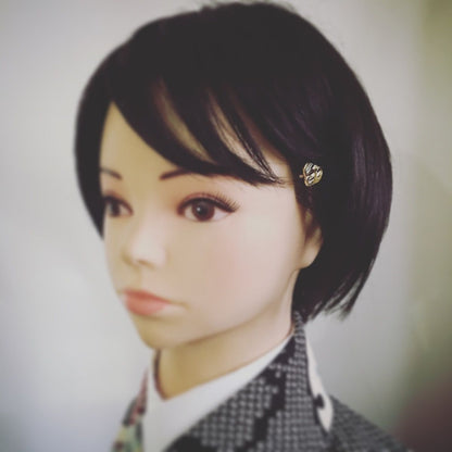 ヘアピン 白黒 縞 ハート ゴールド TAMARUSAN