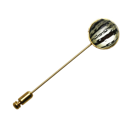 ハットピン 白黒 縞柄 男女兼用 金 ラペルピン