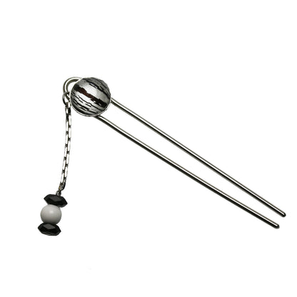 二股かんざし オニキス 白黒 二股かんざし