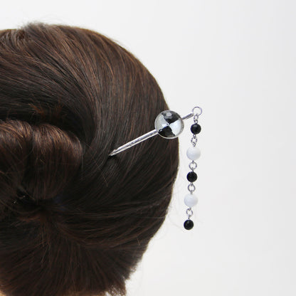 一本挿し かんざし 白黒 シンプル TAMARUSAN