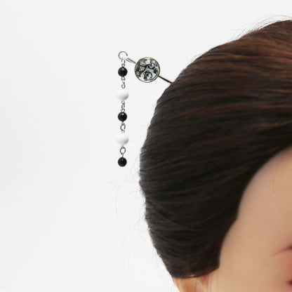 一本挿し かんざし 白黒 シンプル TAMARUSAN