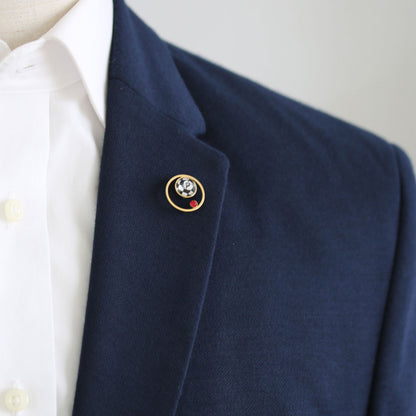 ピンブローチ チェック 白黒 金 メンズ TAMARUSAN