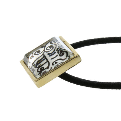 ヘアゴム 唐草 白黒 四角 男女兼用 TAMARUSAN