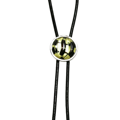 革紐ループタイ 市松模様 白黒 TAMARUSAN