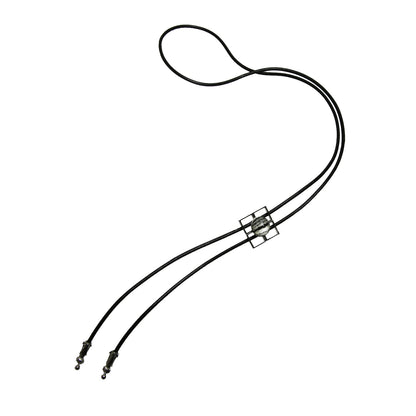 革紐ループタイ 縞柄 白黒 男性用 TAMARUSAN