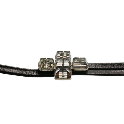 革紐ループタイ 白黒 十字 TAMARUSAN