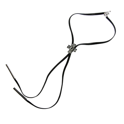 革紐ループタイ 白黒 十字 TAMARUSAN