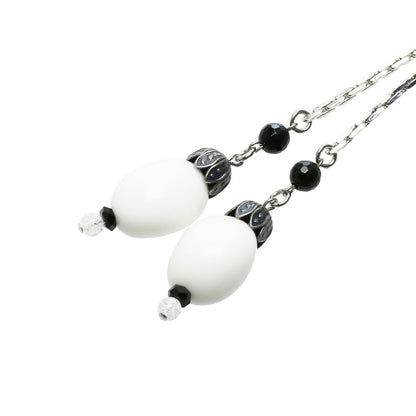 チェーンループタイ 白黒 四角 オニキス 男女兼用 TAMARUSAN