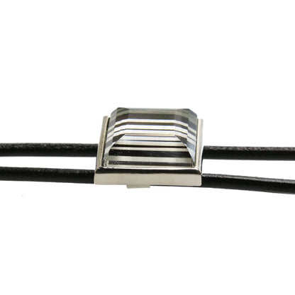 革紐ループタイ 白黒 縞 メンズアクセサリー ループタイ
