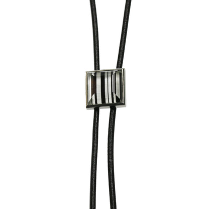 革紐ループタイ 白黒 縞 メンズアクセサリー ループタイ