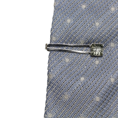 ネクタイピン 白黒 唐草 四角 TAMARUSAN