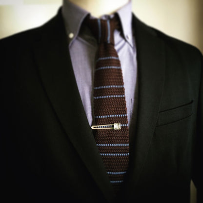 ネクタイピン 白黒 唐草 四角 TAMARUSAN