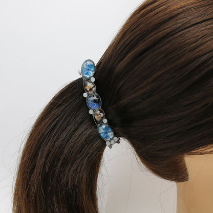 バナナクリップ バレッタ ユリ マーブル 青 TAMARUSAN