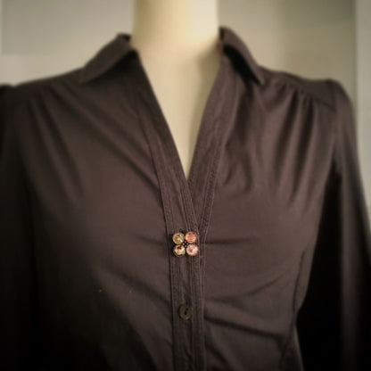 ボタンカバー 花 ピンク 赤 ブローチ ボタンカバー