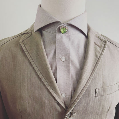 ボタンカバー ブローチ クリップ ハンドメイド樹脂 黄緑 TAMARUSAN