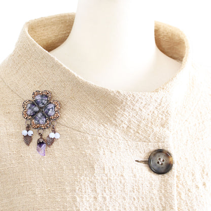 ブローチ 紫 ユリ 花 コサージュ TAMARUSAN