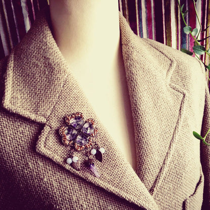 ブローチ 紫 ユリ 花 コサージュ TAMARUSAN