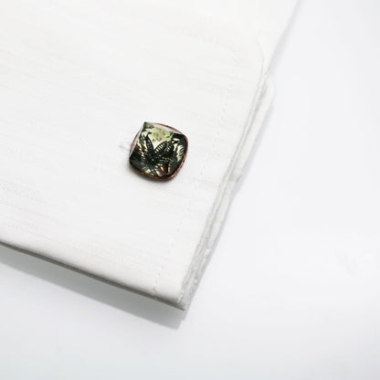 カフスボタン ユリ 茶色 アンティーク調 TAMARUSAN