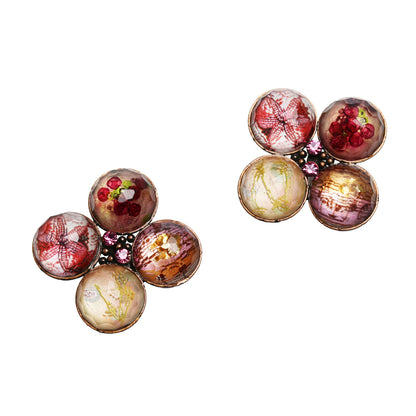 大きなカフスボタン 花 ピンク 金 TAMARUSAN