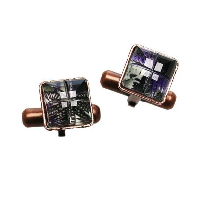 カフスボタン ユリ 紫 四角 メンズ レディース TAMARUSAN