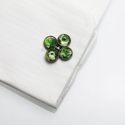 大きい カフスボタン ユリ 緑 花 TAMARUSAN