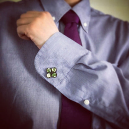 大きい カフスボタン ユリ 緑 花 TAMARUSAN