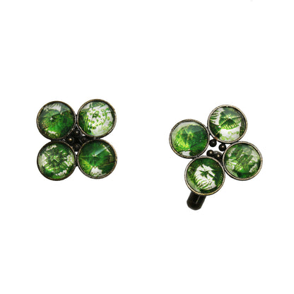 大きい カフスボタン ユリ 緑 花 TAMARUSAN