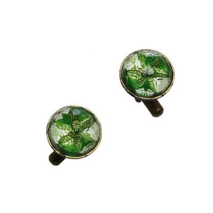 カフスボタン 緑 丸 ユリ TAMARUSAN