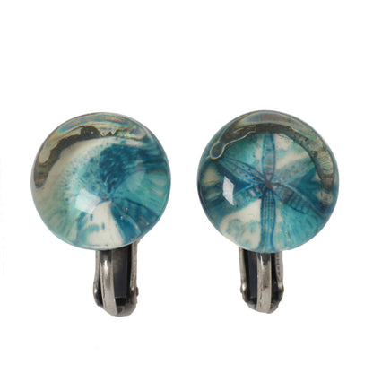 イヤリング 青 ユリ クリップ式 TAMARUSAN