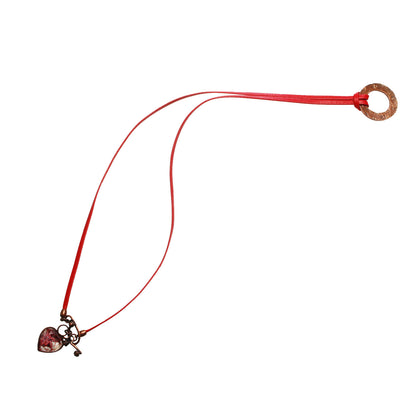 眼鏡ホルダー ハート 赤 革 ネックレス TAMARUSAN