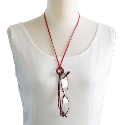 眼鏡ホルダー ハート 赤 革 ネックレス TAMARUSAN