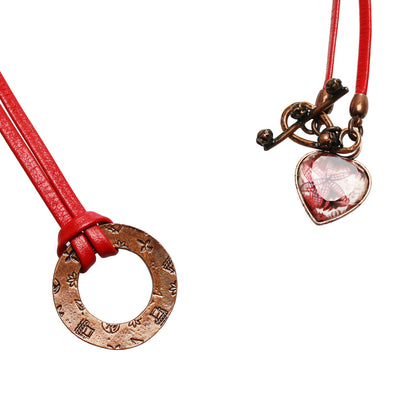 眼鏡ホルダー ハート 赤 革 ネックレス TAMARUSAN