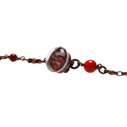 ネックレスにもなる眼鏡チェーン 珊瑚 赤 ユリ TAMARUSAN