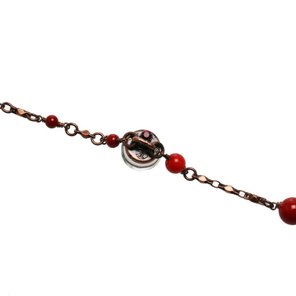 ネックレスにもなる眼鏡チェーン 珊瑚 赤 ユリ TAMARUSAN