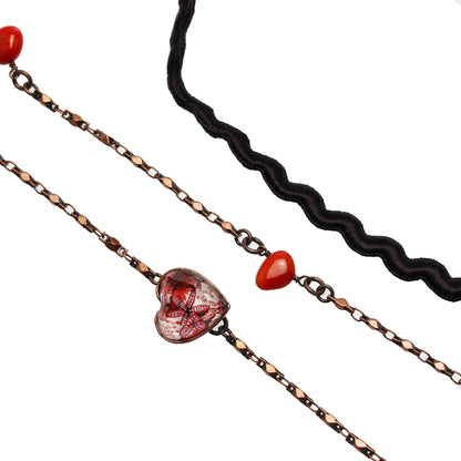 眼鏡チェーン 赤 ユリ ハート 珊瑚（染め） TAMARUSAN