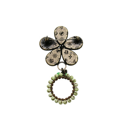 眼鏡ホルダーブローチ 花 ユリ 黄緑 TAMARUSAN