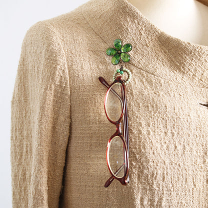 眼鏡ホルダーブローチ 花 ユリ 黄緑 TAMARUSAN