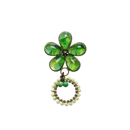 眼鏡ホルダーブローチ 花 ユリ 黄緑 TAMARUSAN