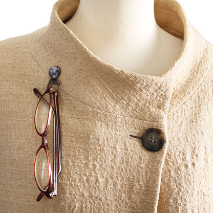 眼鏡ホルダーピンブローチ 紫 ユリ 花 TAMARUSAN