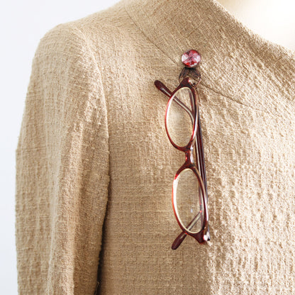眼鏡ホルダーピンブローチ ユリ 赤 眼鏡ホルダーブローチ