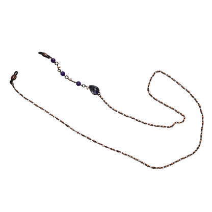 眼鏡チェーン 紫 ユリ アンティーク風 アメジスト TAMARUSAN