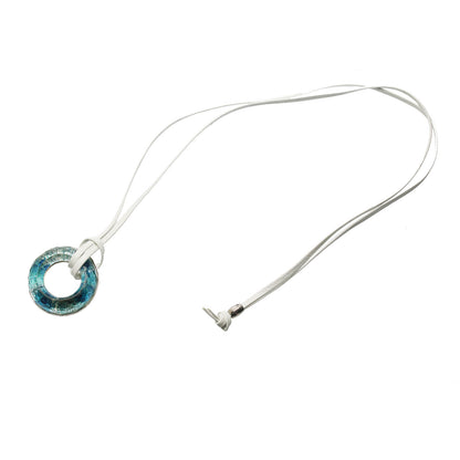 眼鏡ホルダー リング 革ひも 青 軽量 ネックレス TAMARUSAN