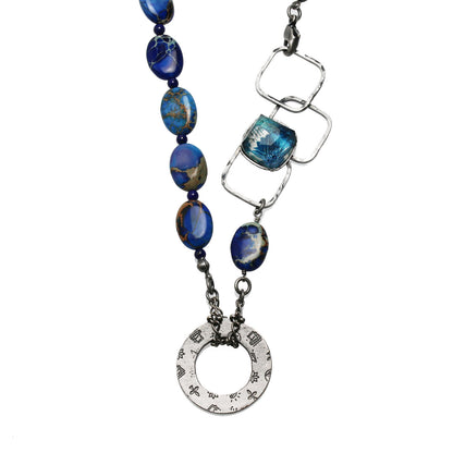 眼鏡ホルダー ネックレス 青 ラピスラズリ 眼鏡ホルダー