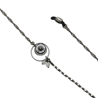 眼鏡チェーン 水晶 ユリ 青 アンティーク調 TAMARUSAN