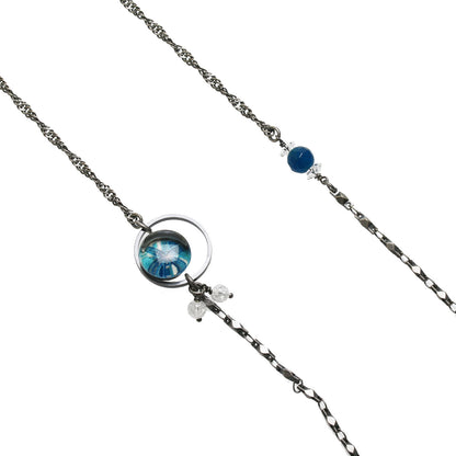 眼鏡チェーン 水晶 ユリ 青 アンティーク調 TAMARUSAN