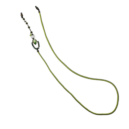 眼鏡ひも 組紐 絹 緑 ユリ ペリドット 眼鏡ストラップ・チェーン